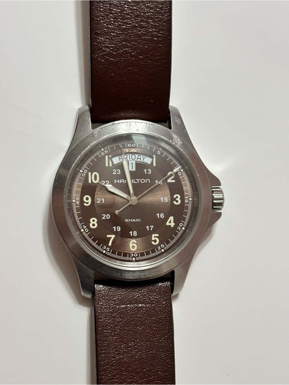 Hamilton Brown Dial Field Watch with Brown Strap